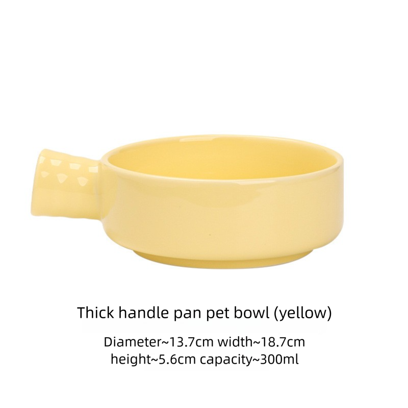 Jingdezhen Ceramic Flat Bottom Bowl Cat Bowl Ceramic Slow Feeder Bowl Single Handle Drinking Bowl Anti-Black Chin Can Food Bowl Pet Bowl