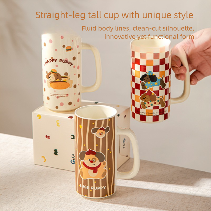 Cartoon Ceramic Underglaze Color Mug Customized for Girls High-Value Home Drinking Cup Large Capacity Birthday Gift