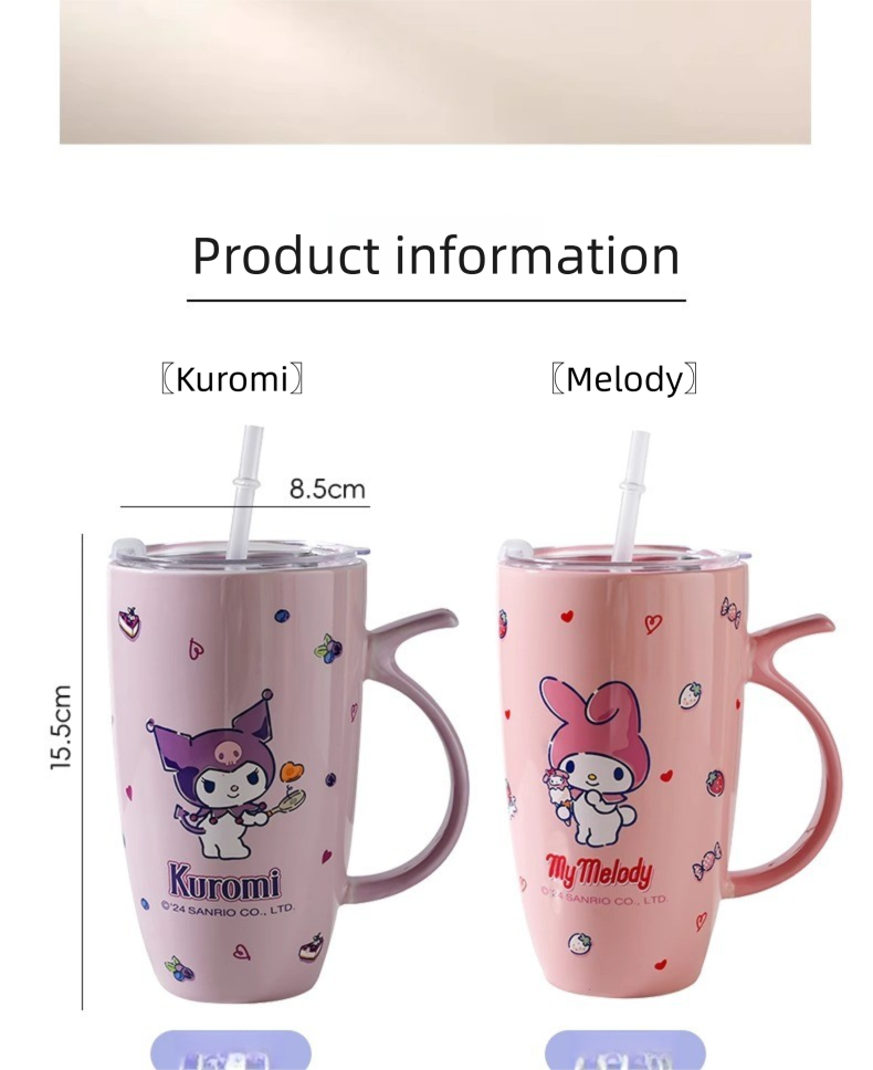 Ceramic Mug Couple Ceramic Cup Large Capacity Straw Cup Office High-Value Home Water Cup Girl's Gift