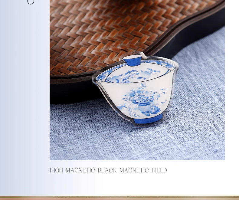 In Stock Jingdezhen Coffee Cup Saucer Refrigerator Magnet National Trend Cultural Creative Refrigerator Magnet Company Daily Gift New Wedding Souvenir
