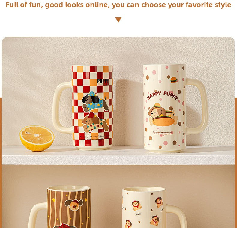 Cartoon Ceramic Underglaze Color Mug Customized for Girls High-Value Home Drinking Cup Large Capacity Birthday Gift