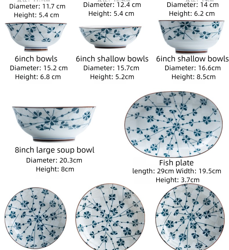 Manufacturer Bowl and Plate Set Household Rice Bowl Single Noodle Bowl Japanese Underglaze Color Soup Bowl Ceramic Bowl Plate Tableware Dish