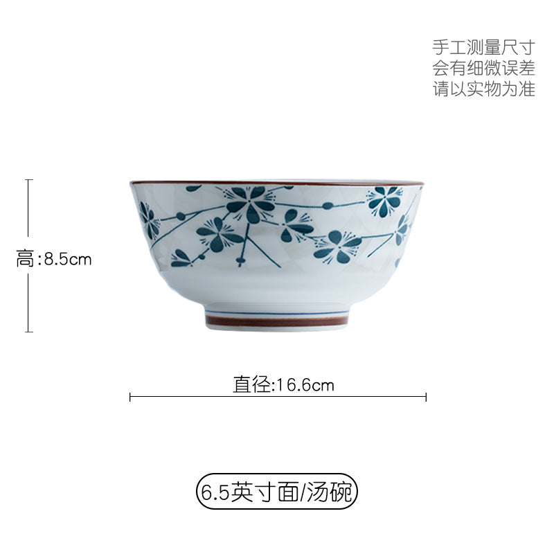 Manufacturer Bowl and Plate Set Household Rice Bowl Single Noodle Bowl Japanese Underglaze Color Soup Bowl Ceramic Bowl Plate Tableware Dish