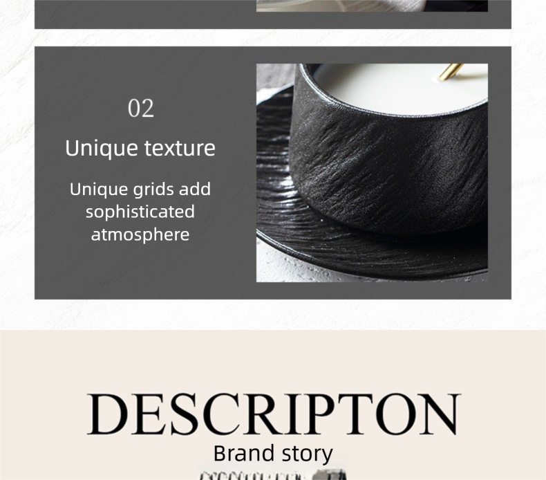 Nordic Black and White Ceramic Cup with Saucer Afternoon Tea Coffee Cup Latte Frosted Retro Stone Pattern Ceramic Cup Simple Tea Cup