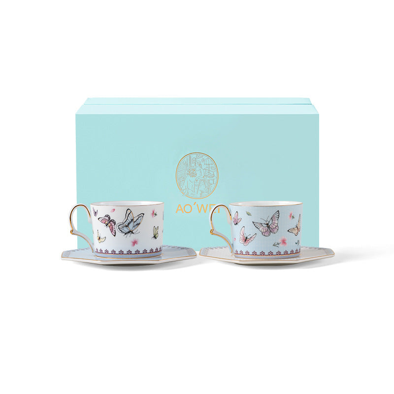 Jingdezhen High White Porcelain Coffee Cup and Saucer Custom Set Gift Box Afternoon Tea Set High Aesthetic Gift