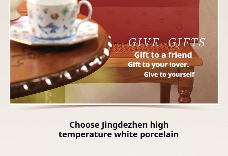Jingdezhen Ceramic Custom Cup Saucer Teapot Teacup Afternoon Tea Set Housewarming Gift Coffee Cup Set Gift Box