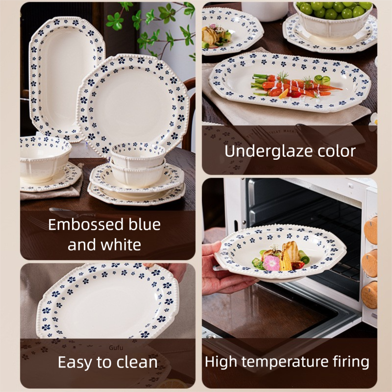 Underglaze Porcelain Tableware Gift Customization Good-looking Dishes Suit Household Tableware Rice Bowl Noodle Bowl Gift Box