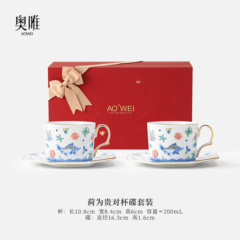 Jingdezhen Ceramic Custom Cup Saucer Teapot Teacup Afternoon Tea Set Housewarming Gift Coffee Cup Set Gift Box
