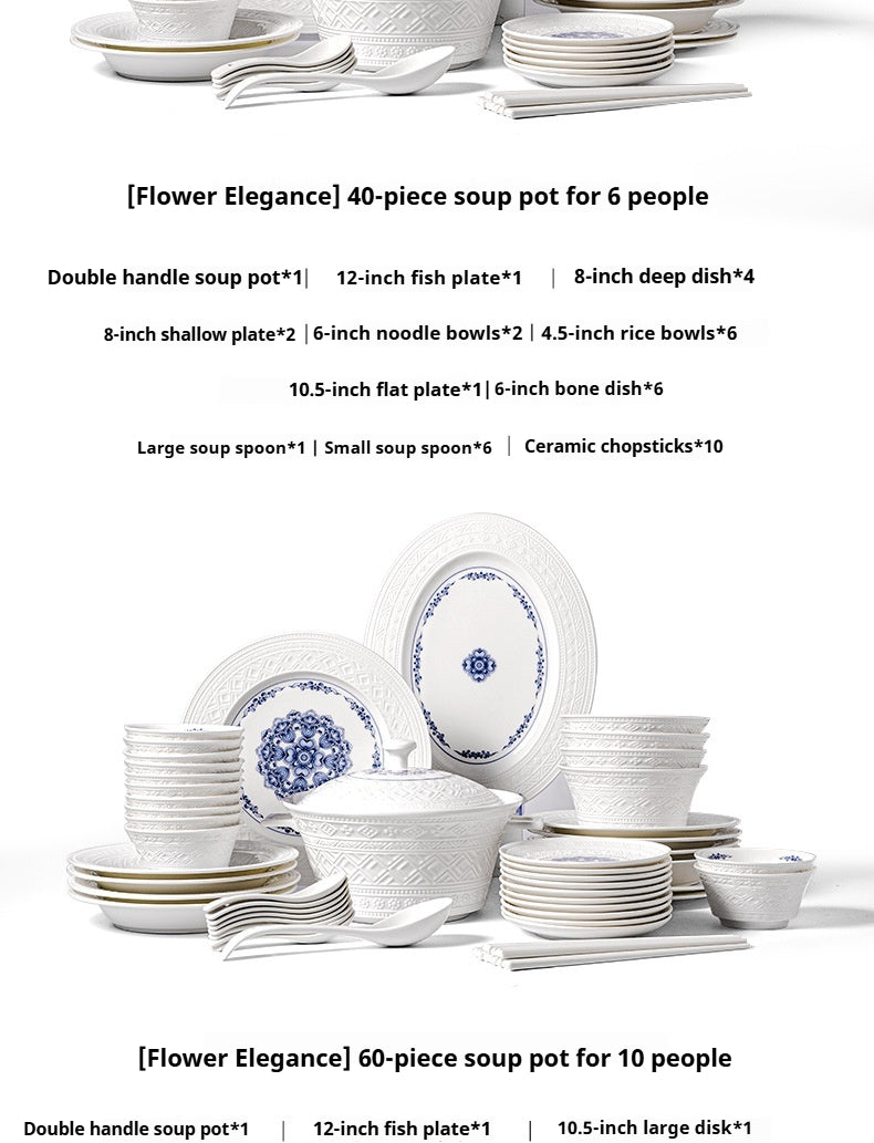 Dunhuang Cultural and Creative Jingdezhen Bone China Tableware Gift Set Custom Underglaze Color Bowl and Plate Set for Home Housewarming Gift