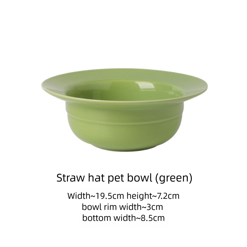 Creative Ceramic Straw Hat Bowl Custom Flying Saucer Cat Bowl Dog Bowl Anti-Spill Pet Bowl Cat Drinking Bowl Small Food Bowl