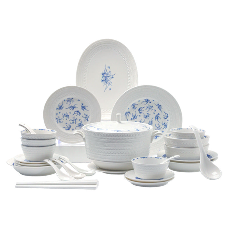 Taipei National Palace Museum Cultural and Creative Collaboration Ceramic Bowl and Plate Set Household Tableware Set Bowl and Plate Jingdezhen Bowl Set Housewarming
