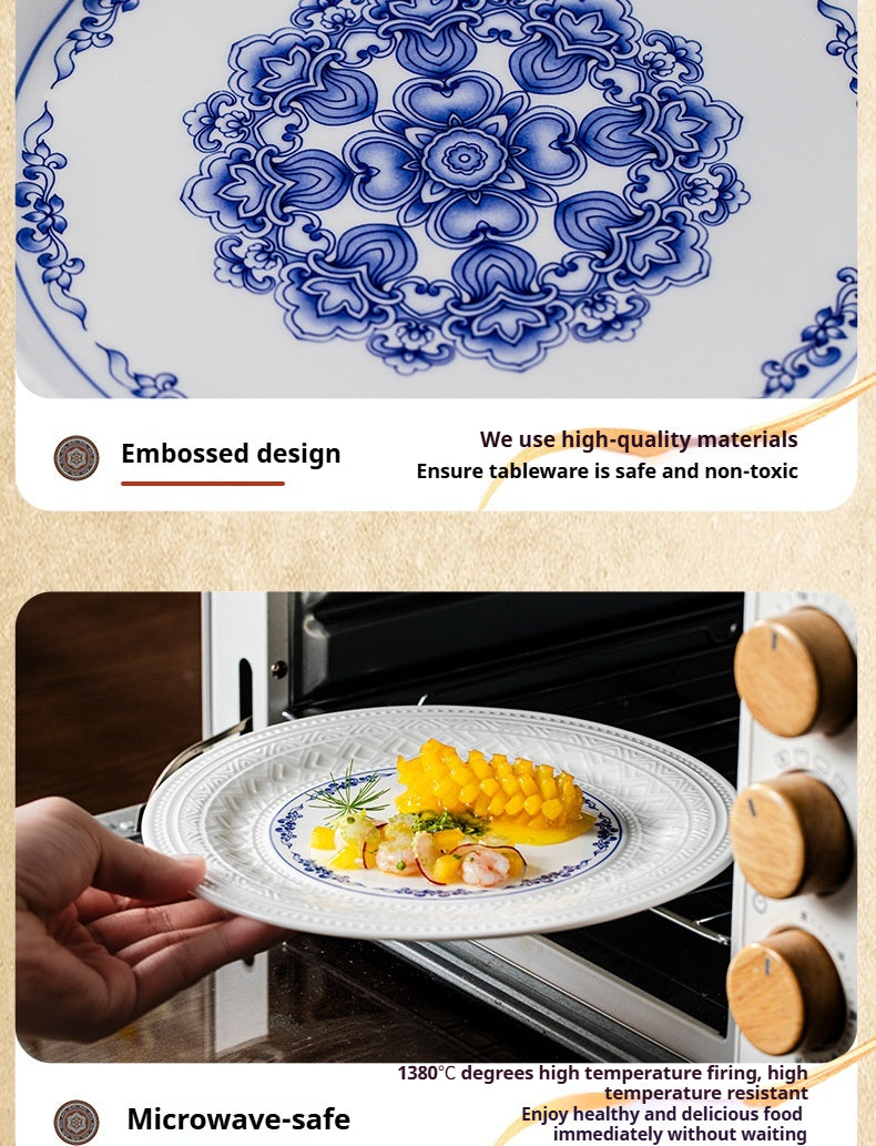 Dunhuang Cultural and Creative Jingdezhen Bone China Tableware Gift Set Custom Underglaze Color Bowl and Plate Set for Home Housewarming Gift