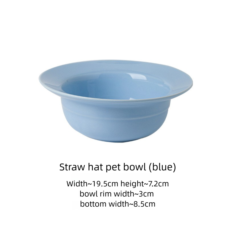 Creative Ceramic Straw Hat Bowl Custom Flying Saucer Cat Bowl Dog Bowl Anti-Spill Pet Bowl Cat Drinking Bowl Small Food Bowl