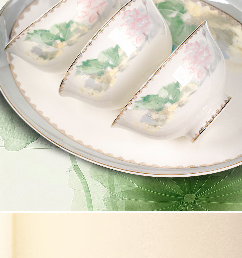 Jingdezhen Ceramic Tableware Set Bowl Household New Chinese Style Housewarming Gift Bowl Plate Dish Set Household