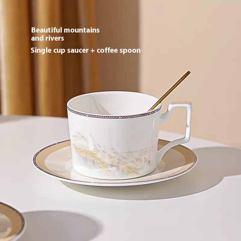 Jingdezhen Ceramic Coffee Cup Set Customized Afternoon Tea Gift High-Value Dragon Boat Festival Gift Wedding Favor