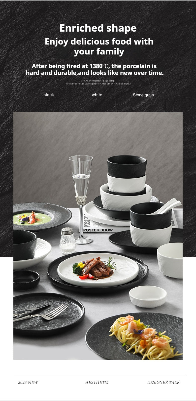 Underglaze Color Tableware Set Source Factory Custom 2024 New High-end Bowl Set Light Luxury Bowl and Plate Set for Home Use