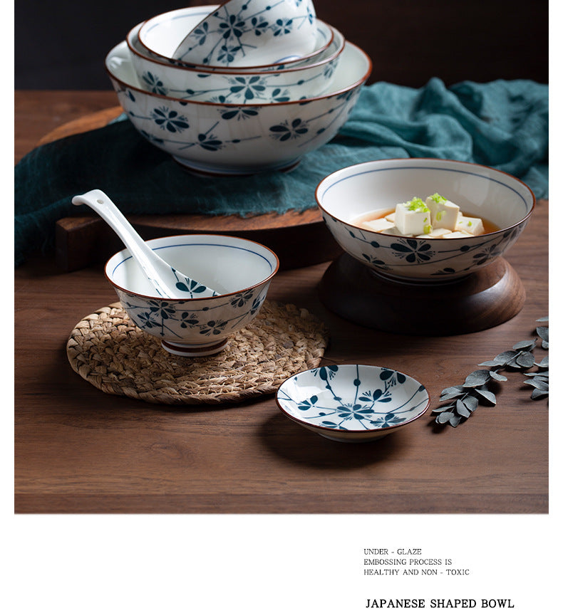 Manufacturer Bowl and Plate Set Household Rice Bowl Single Noodle Bowl Japanese Underglaze Color Soup Bowl Ceramic Bowl Plate Tableware Dish