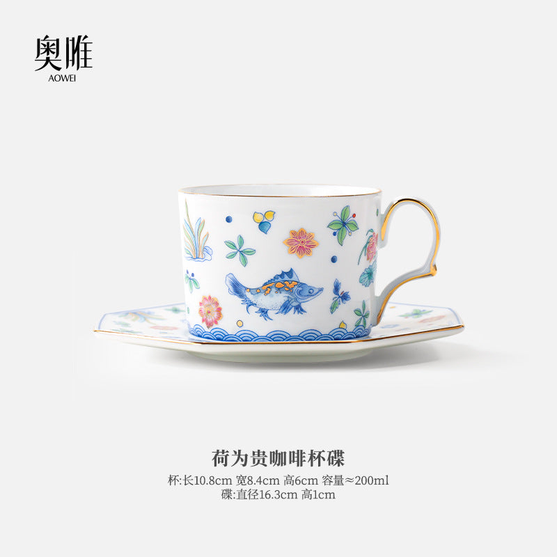 Jingdezhen Ceramic Custom Cup Saucer Teapot Teacup Afternoon Tea Set Housewarming Gift Coffee Cup Set Gift Box