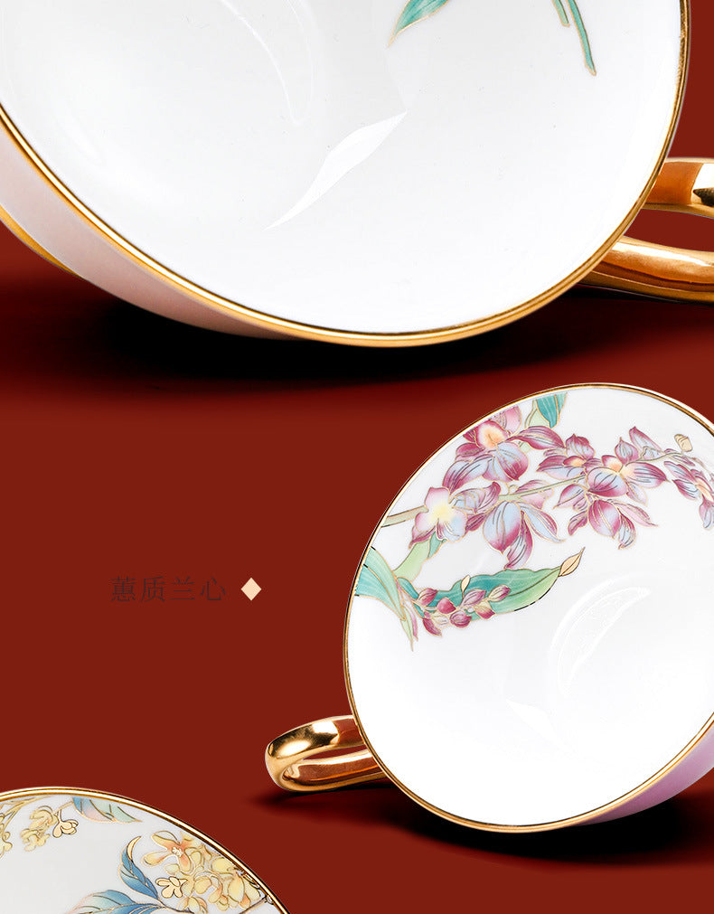 Jingdezhen Ceramic Custom Cup Saucer Teapot Teacup Afternoon Tea Set Housewarming Gift Coffee Cup Set Gift Box