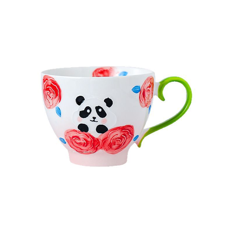 Large-capacity underglaze-painted coffee cup and milk cup