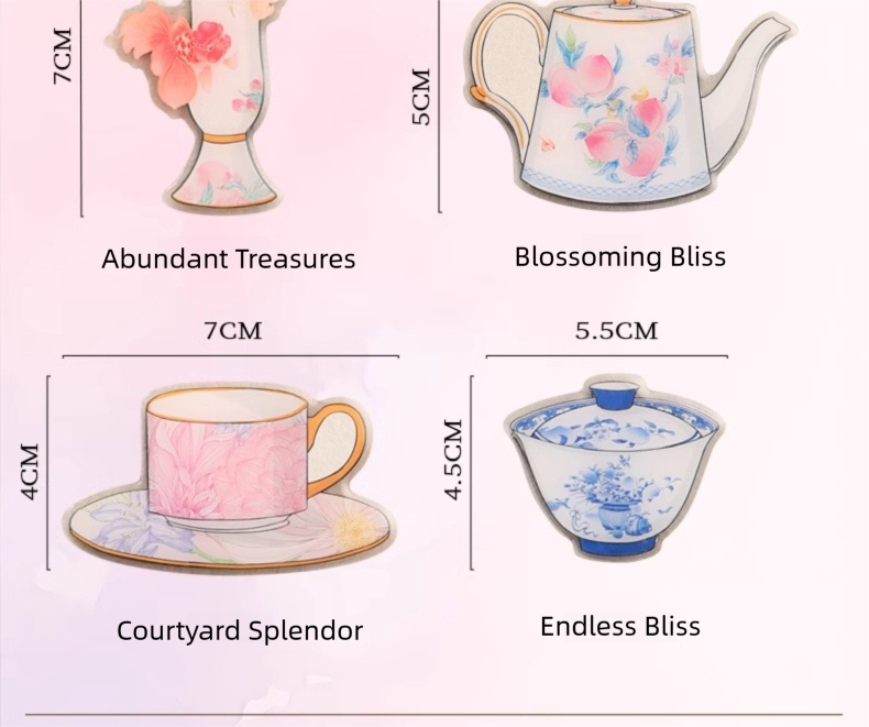 In Stock Jingdezhen Coffee Cup Saucer Refrigerator Magnet National Trend Cultural Creative Refrigerator Magnet Company Daily Gift New Wedding Souvenir