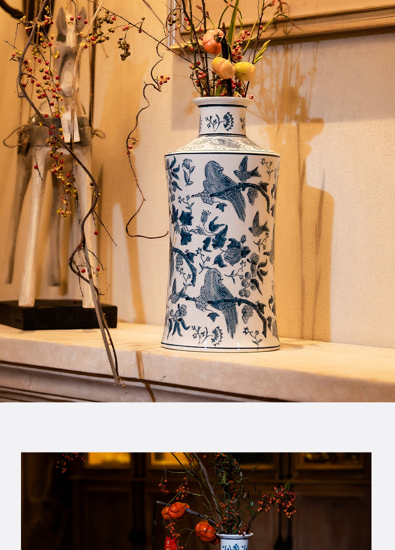 Large Ceramic Vase Manufacturer Light Luxury Blue and White Pastel Craft Porcelain Vase Customization Jingdezhen Decorative Ornament