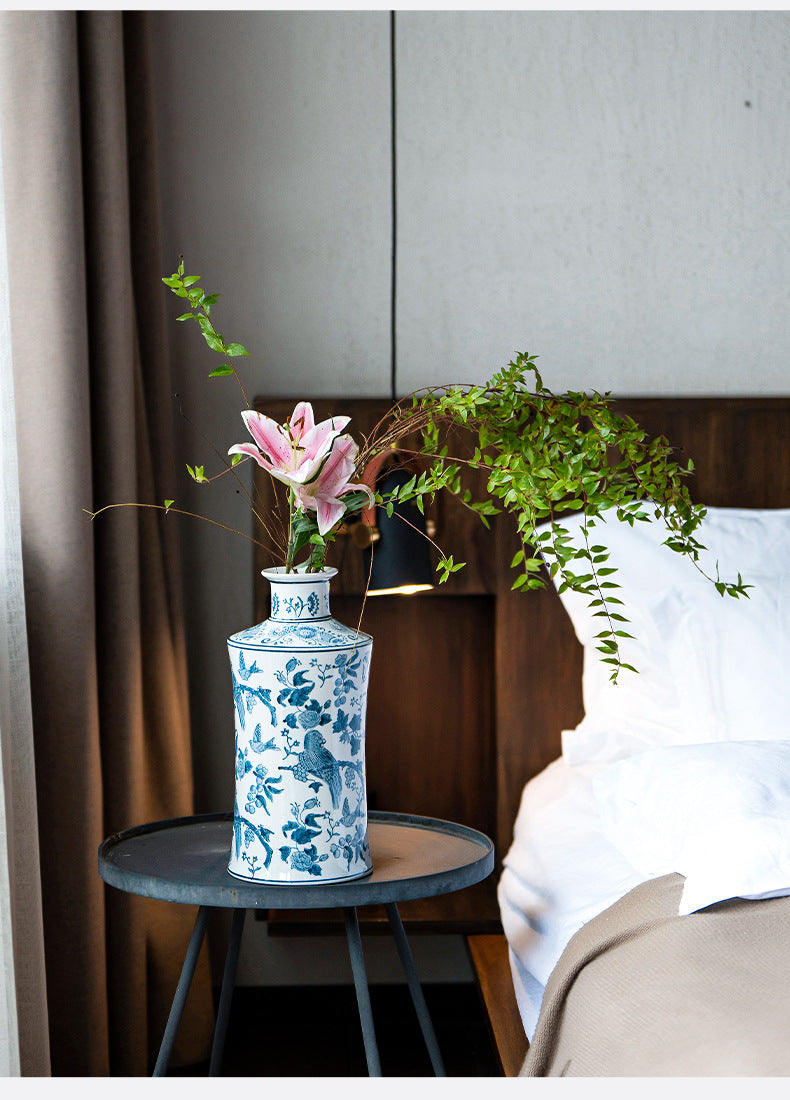 Large Ceramic Vase Manufacturer Light Luxury Blue and White Pastel Craft Porcelain Vase Customization Jingdezhen Decorative Ornament