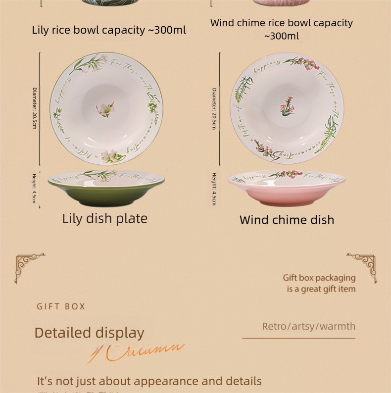 French Ceramic Tableware Set High-Value Bowl Plate Dish Single Person Dining Set Housewarming Gift Wedding Gift Souvenir