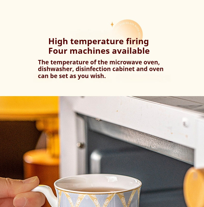 Jingdezhen Ceramic Mug Home Use High Aesthetic Drinking Cup Large Capacity Office Water Cup Breakfast Oatmeal Cup