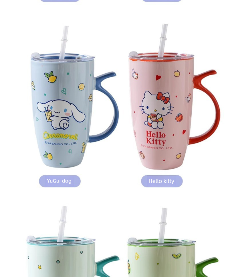 Ceramic Mug Couple Ceramic Cup Large Capacity Straw Cup Office High-Value Home Water Cup Girl's Gift