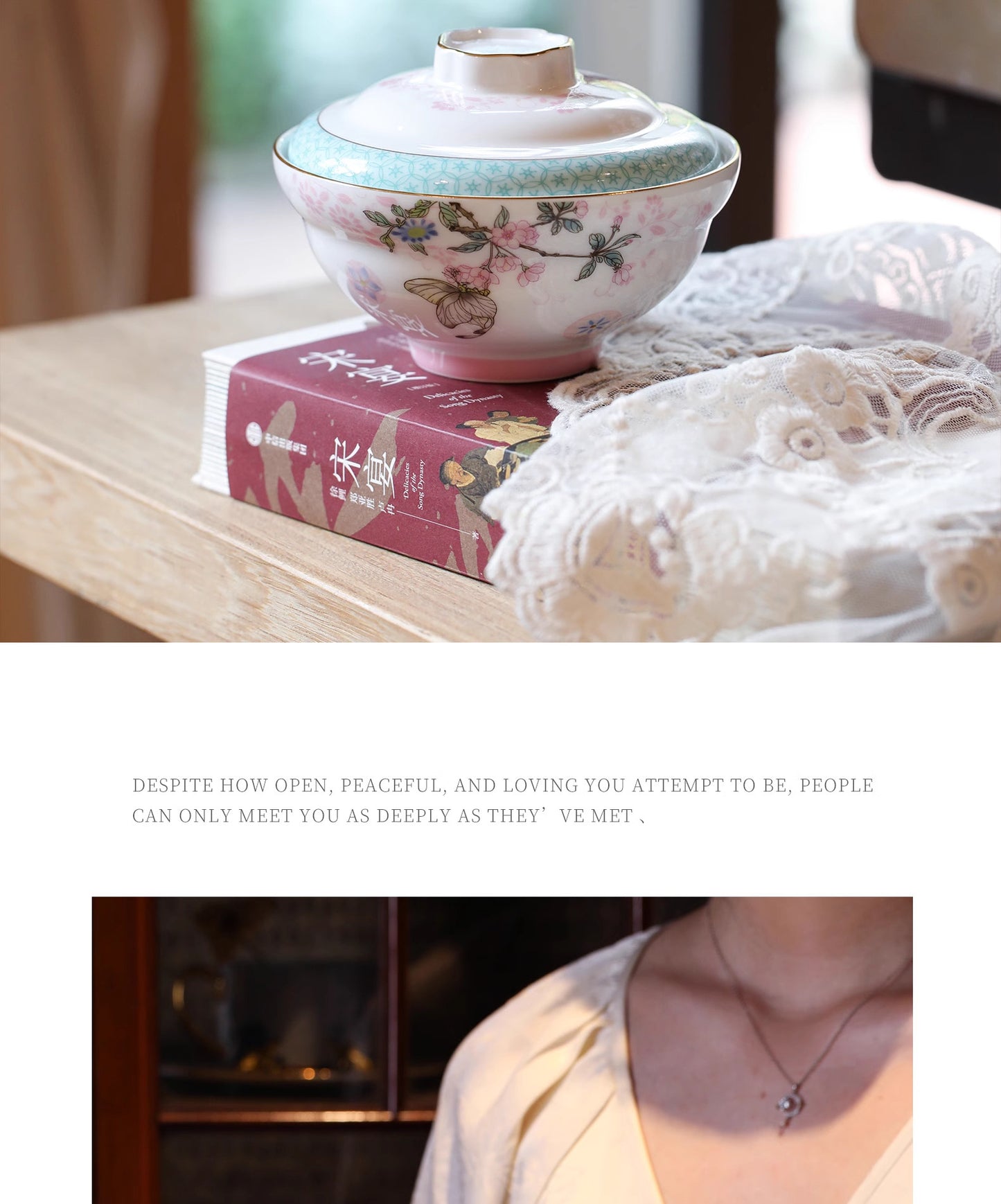 Aowei Afternoon Tea Tableware High White Porcelain Ceramic Covered Bowl Jingdezhen Covered Dim Sum Bowl Household Small Bowl Gift Box Set
