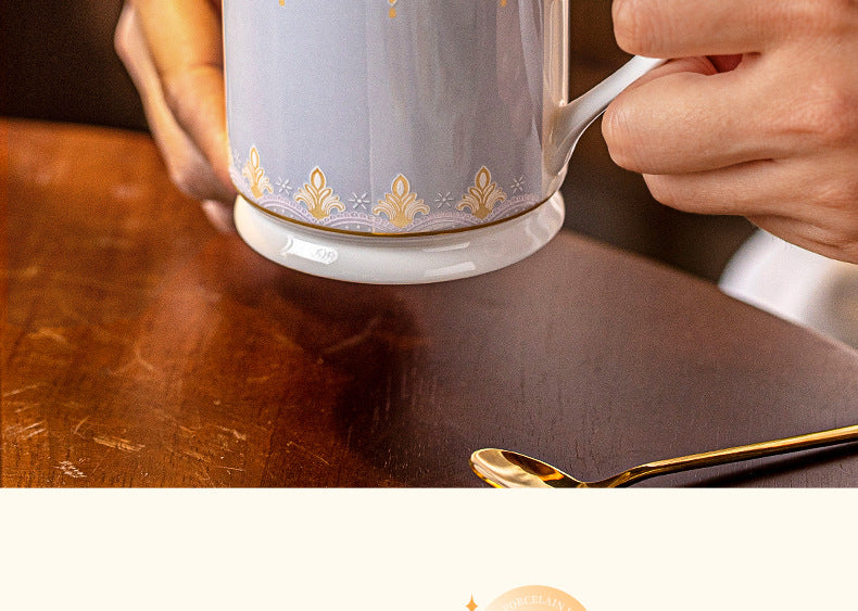 Jingdezhen Ceramic Mug Home Use High Aesthetic Drinking Cup Large Capacity Office Water Cup Breakfast Oatmeal Cup