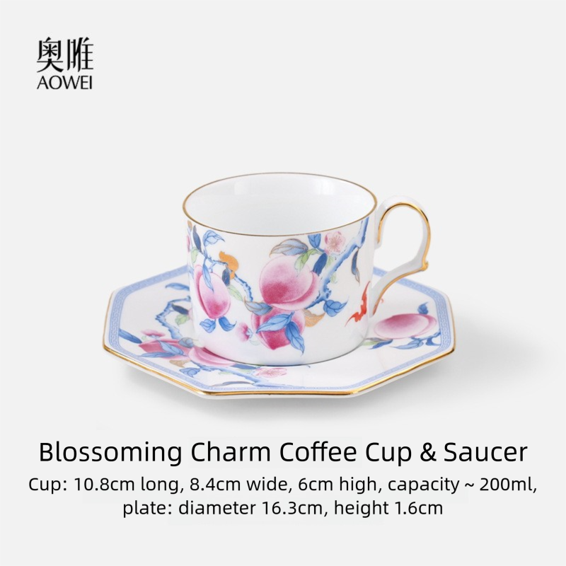 Jingdezhen High White Porcelain Coffee Cup and Saucer Custom Set Gift Box Afternoon Tea Set High Aesthetic Gift