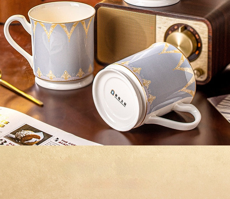 Jingdezhen Ceramic Mug Home Use High Aesthetic Drinking Cup Large Capacity Office Water Cup Breakfast Oatmeal Cup