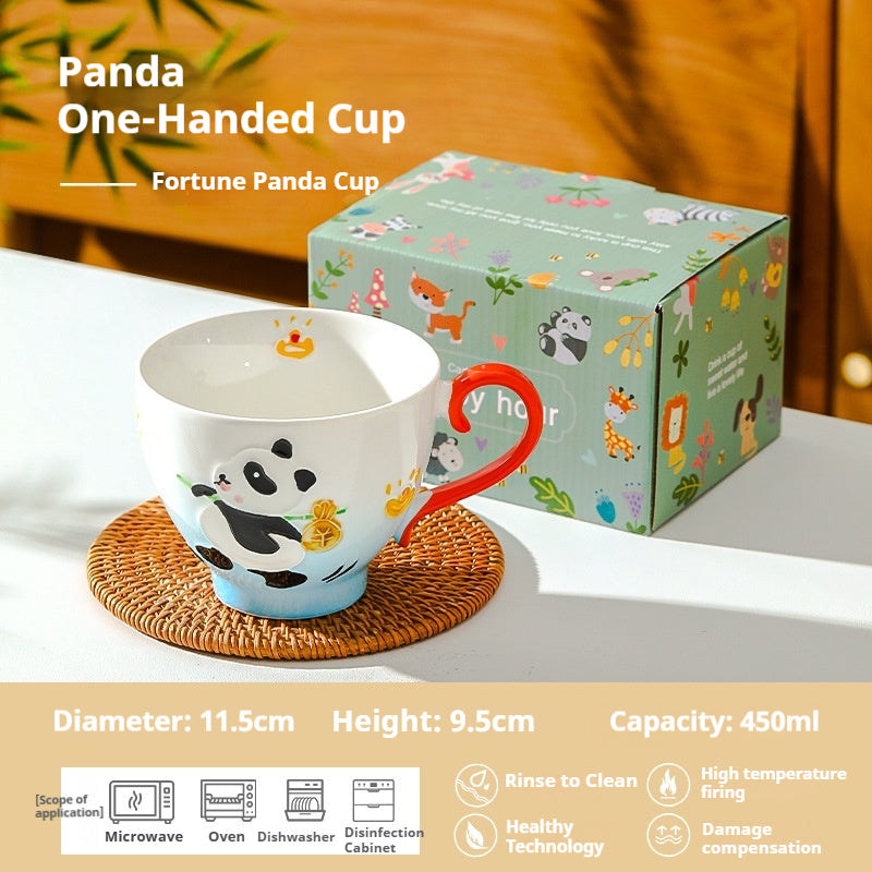 Large-capacity underglaze-painted coffee cup and milk cup