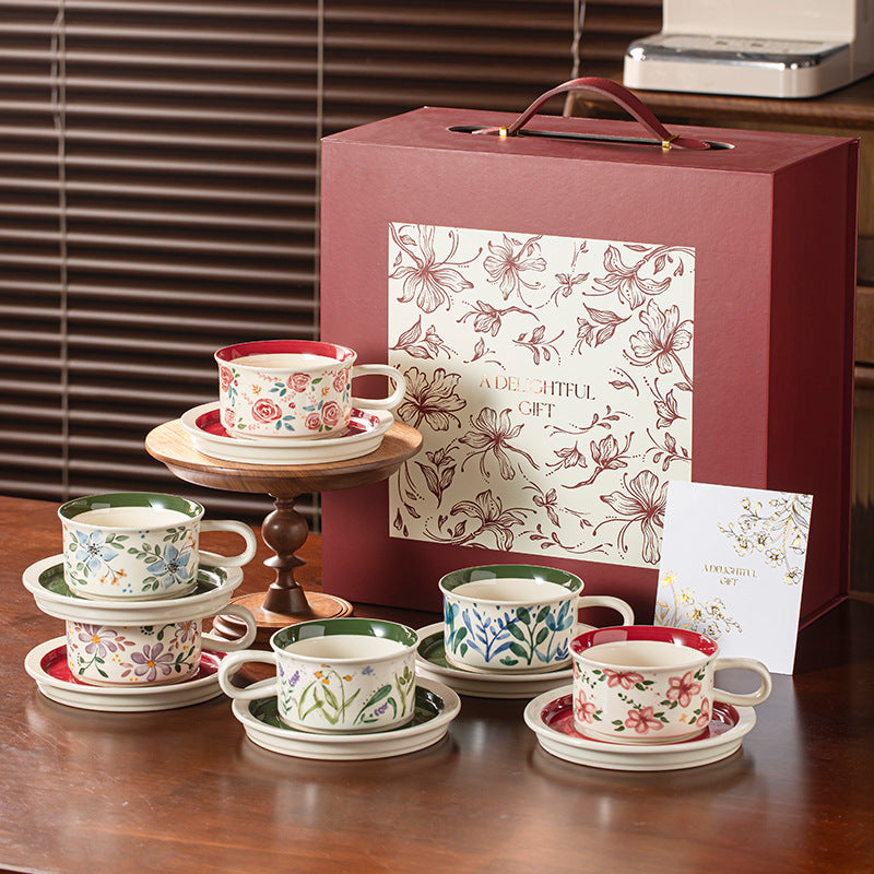 Coffee Cup with Saucer Gift Set for Gifting, Souvenirs, Birthday Gifts, Coffee Set, Housewarming Ceramic Gifts, Afternoon Tea