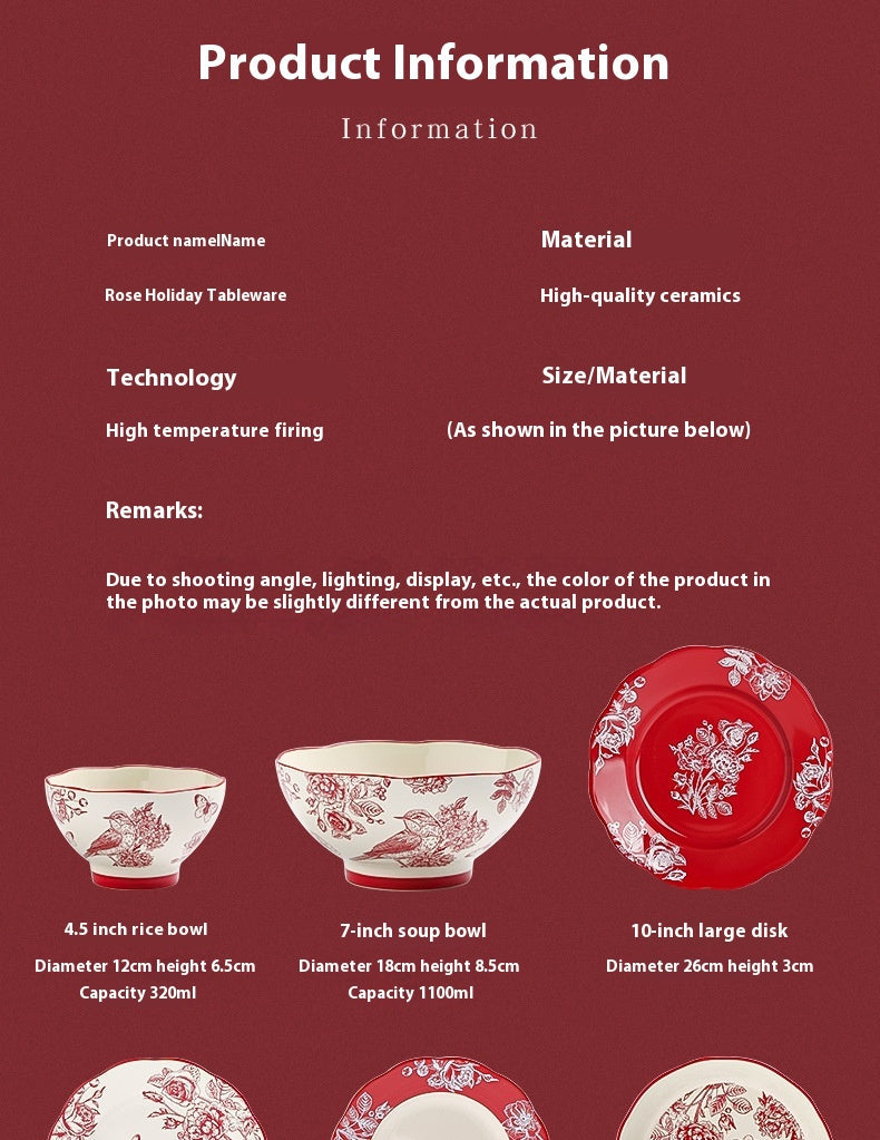 High-end Bowl and Plate Tableware Ceramic Wedding Gift for Bride Red Bowl Plate Chopstick Set Housewarming New Home Wedding Gift Box