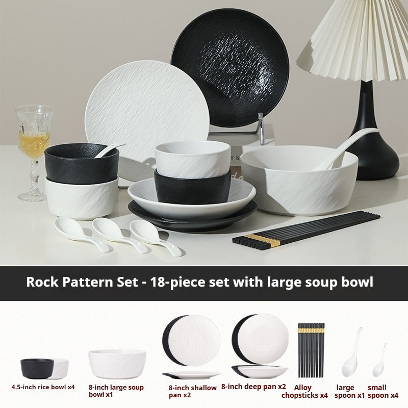 Underglaze Color Tableware Set Source Factory Custom 2024 New High-end Bowl Set Light Luxury Bowl and Plate Set for Home Use