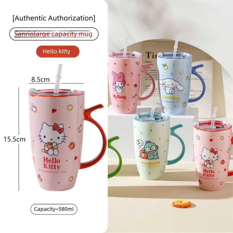 Ceramic Mug Couple Ceramic Cup Large Capacity Straw Cup Office High-Value Home Water Cup Girl's Gift