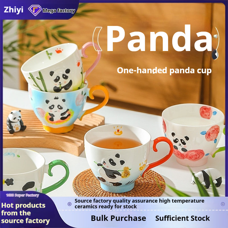 Large-capacity underglaze-painted coffee cup and milk cup