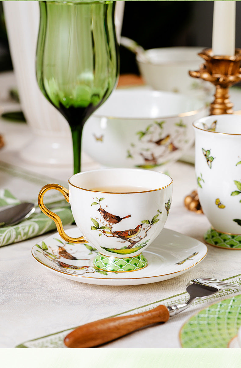 Jingdezhen Ceramic Coffee Cup and Saucer Set High-end Matching Cups Wedding Gift Afternoon Tea Mug Cup Gift Box Set