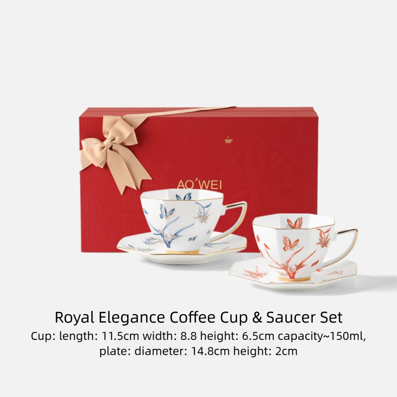 Jingdezhen High White Porcelain Coffee Cup and Saucer Custom Set Gift Box Afternoon Tea Set High Aesthetic Gift