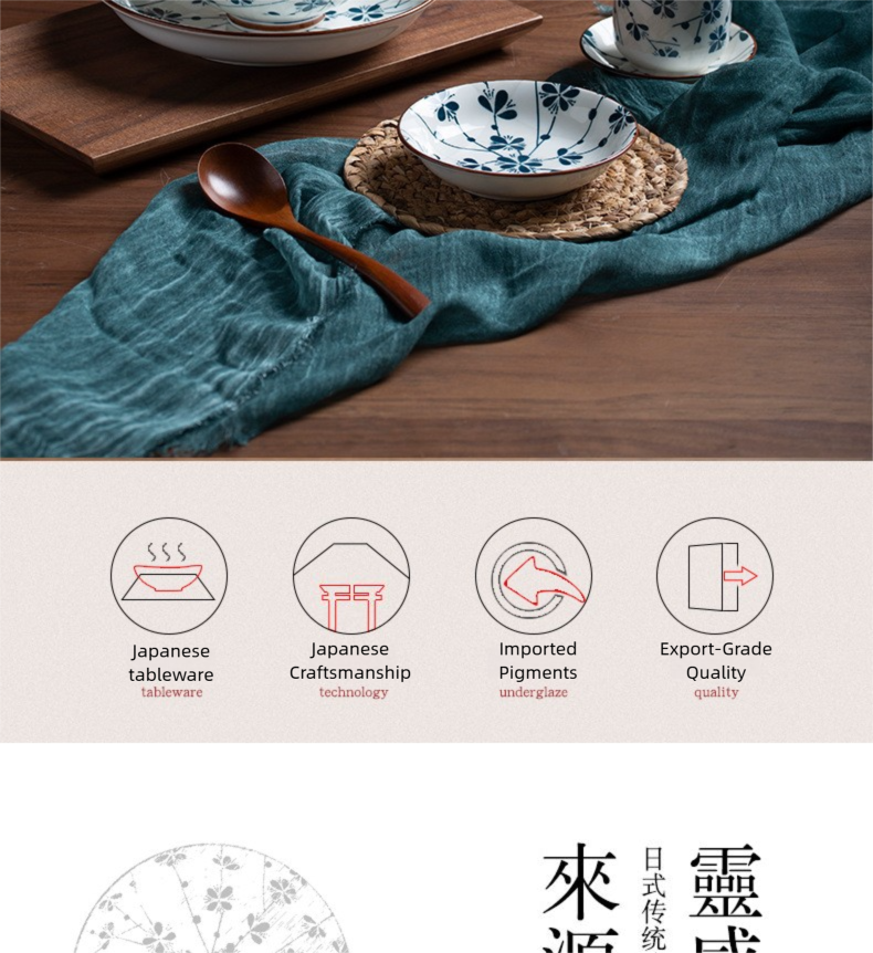 Manufacturer Bowl and Plate Set Household Rice Bowl Single Noodle Bowl Japanese Underglaze Color Soup Bowl Ceramic Bowl Plate Tableware Dish