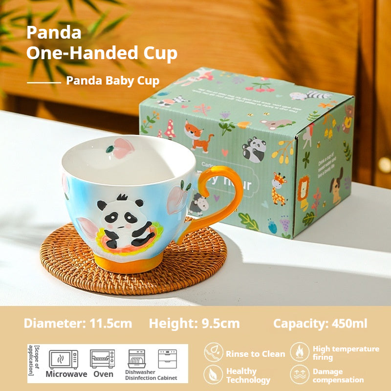 Large-capacity underglaze-painted coffee cup and milk cup