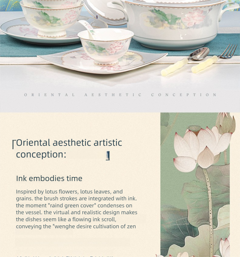Jingdezhen Ceramic Tableware Set Bowl Household New Chinese Style Housewarming Gift Bowl Plate Dish Set Household