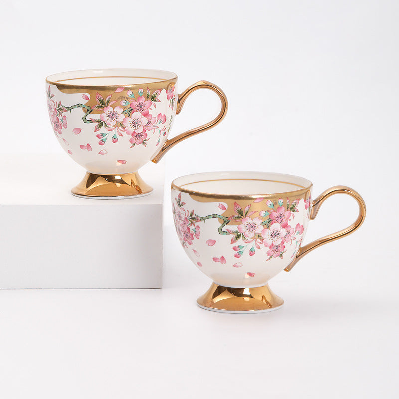 Jingdezhen Ceramic Coffee Cup Custom High-Value Retro Floral Cup and Saucer Set Housewarming Gift Birthday Present