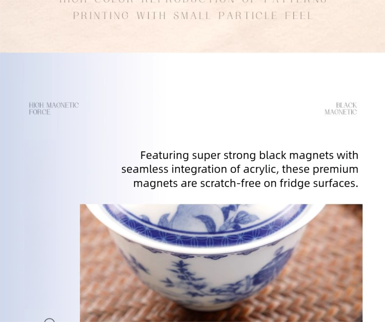 In Stock Jingdezhen Coffee Cup Saucer Refrigerator Magnet National Trend Cultural Creative Refrigerator Magnet Company Daily Gift New Wedding Souvenir
