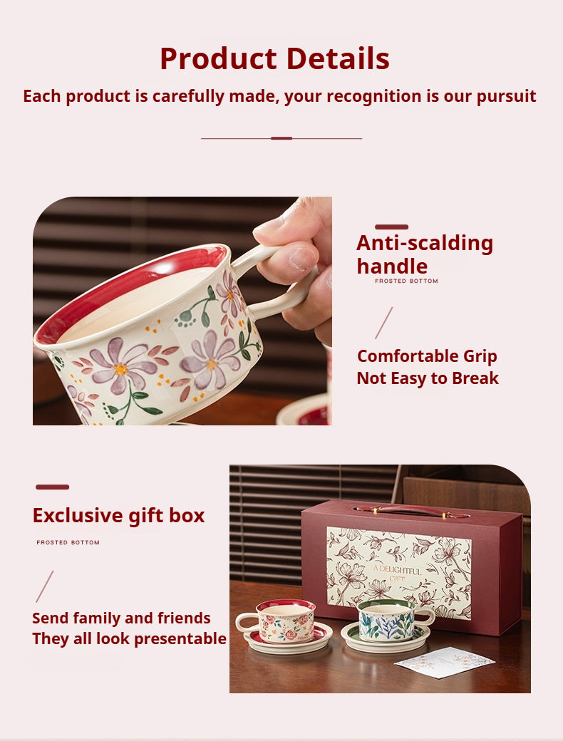 Coffee Cup with Saucer Gift Set for Gifting, Souvenirs, Birthday Gifts, Coffee Set, Housewarming Ceramic Gifts, Afternoon Tea