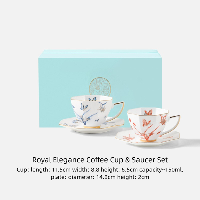 Jingdezhen High White Porcelain Coffee Cup and Saucer Custom Set Gift Box Afternoon Tea Set High Aesthetic Gift