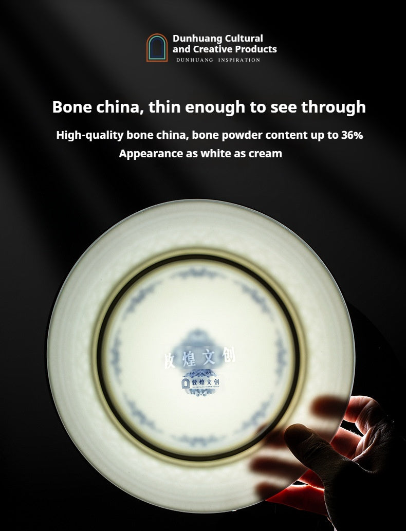 Dunhuang Cultural and Creative Jingdezhen Bone China Tableware Gift Set Custom Underglaze Color Bowl and Plate Set for Home Housewarming Gift